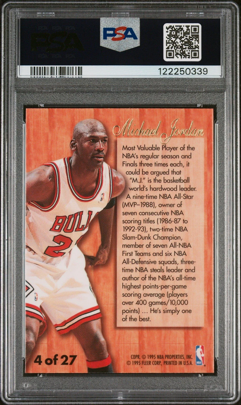 1995 Fleer Flair Hardwood Leaders 4 Michael Jordan PSA 8