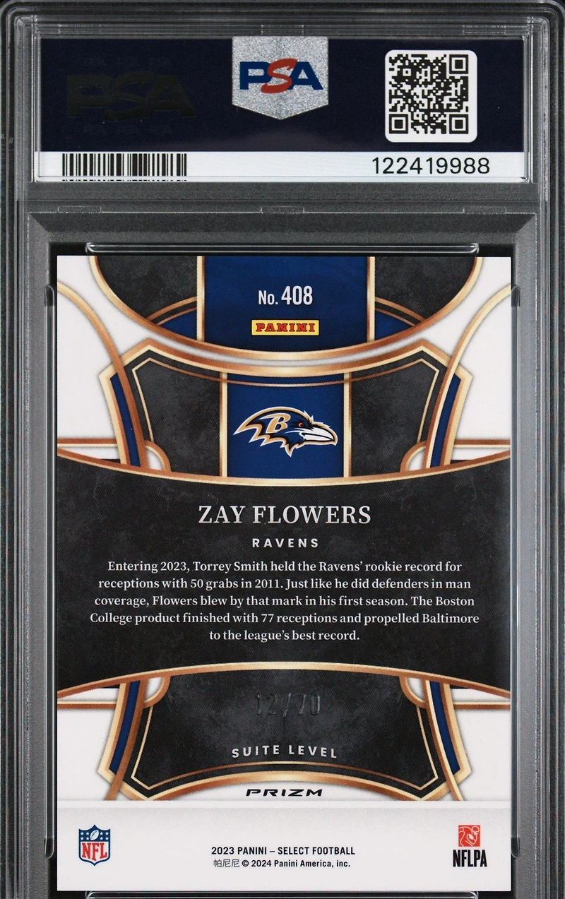 2023 Panini Select 408 Zay Flowers Dragon Scale Prizm PSA 10