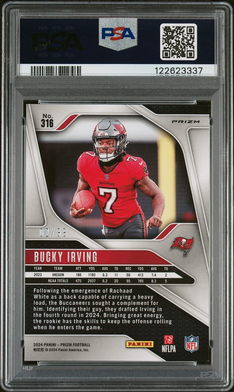 2024 Panini Prizm 316 Bucky Irving No Huddle Blue PSA 9