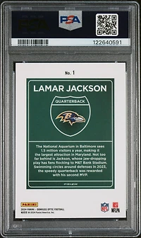 2024 Panini Donruss Optic Downtown! 1 Lamar Jackson PSA 9