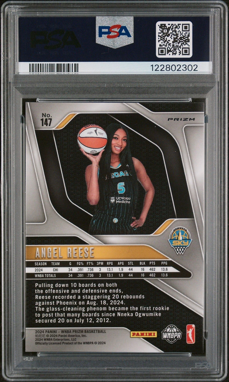 2024 Panini Prizm Wnba 147 Angel Reese Ice PSA 8
