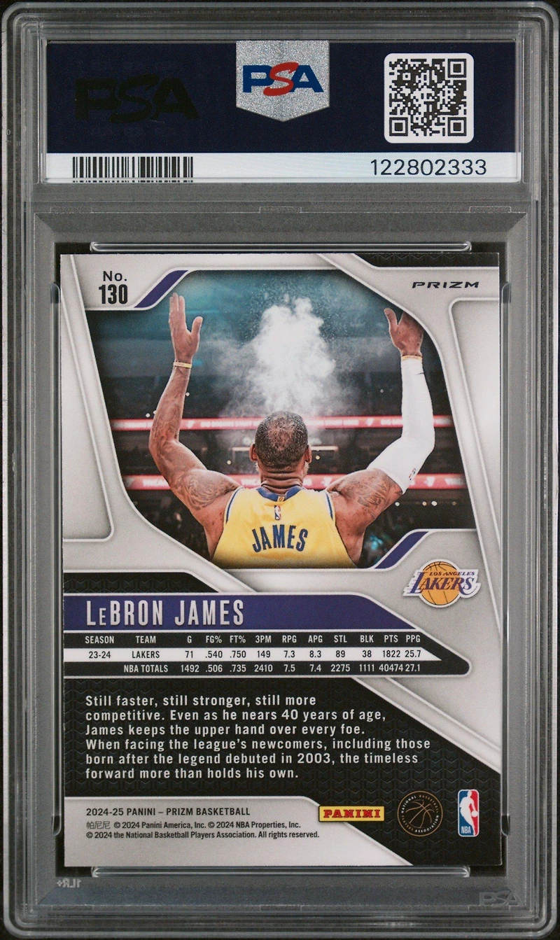 2024 Panini Prizm 130 Lebron James Pink Ice PSA 9