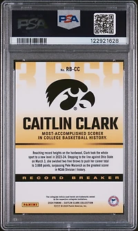 2024 Panini Caitlin Clark Collection Record Breaker Rbcc Caitlin Clark PSA 10