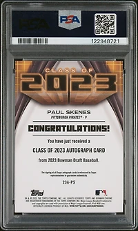 2023 Bowman Draft Class Of 2023 Autograph 23aps Paul Skenes PSA 9