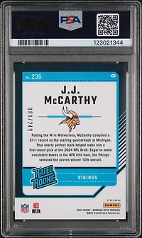 2024 Panini Donruss Optic 235 Jj Mccarthy Orange PSA 9