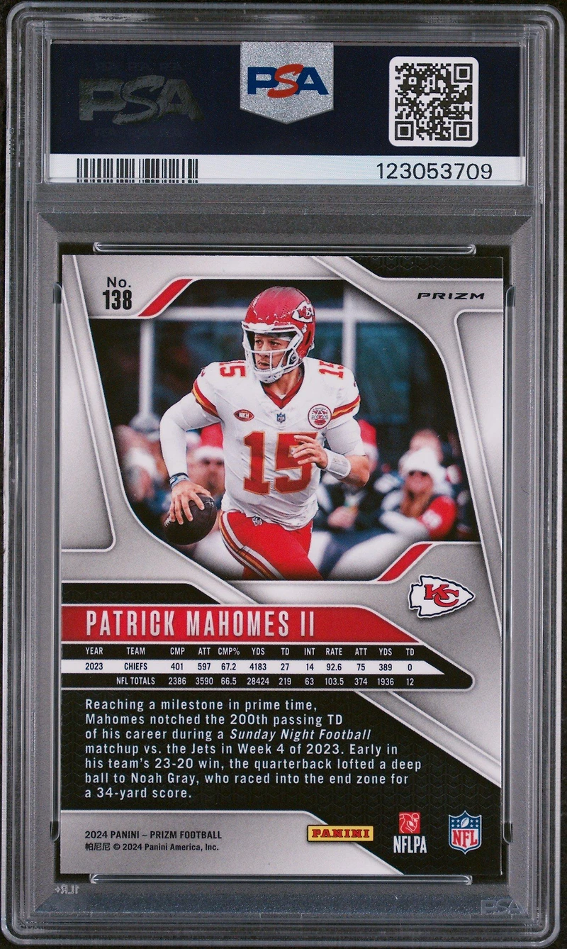 2024 Panini Prizm 138 Patrick Mahomes Ii Orange Ice PSA 10