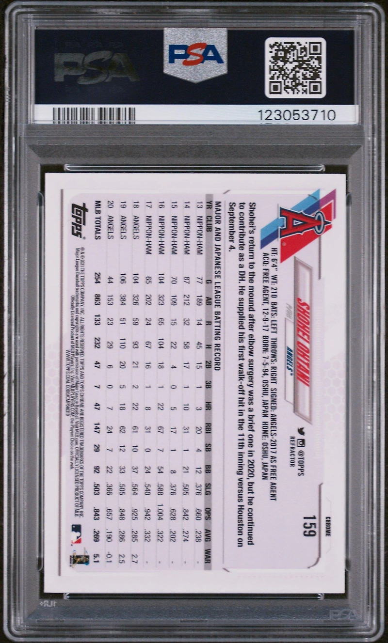 Topps Chrome Shohei Ohtani Sepia Refractor PSA 10