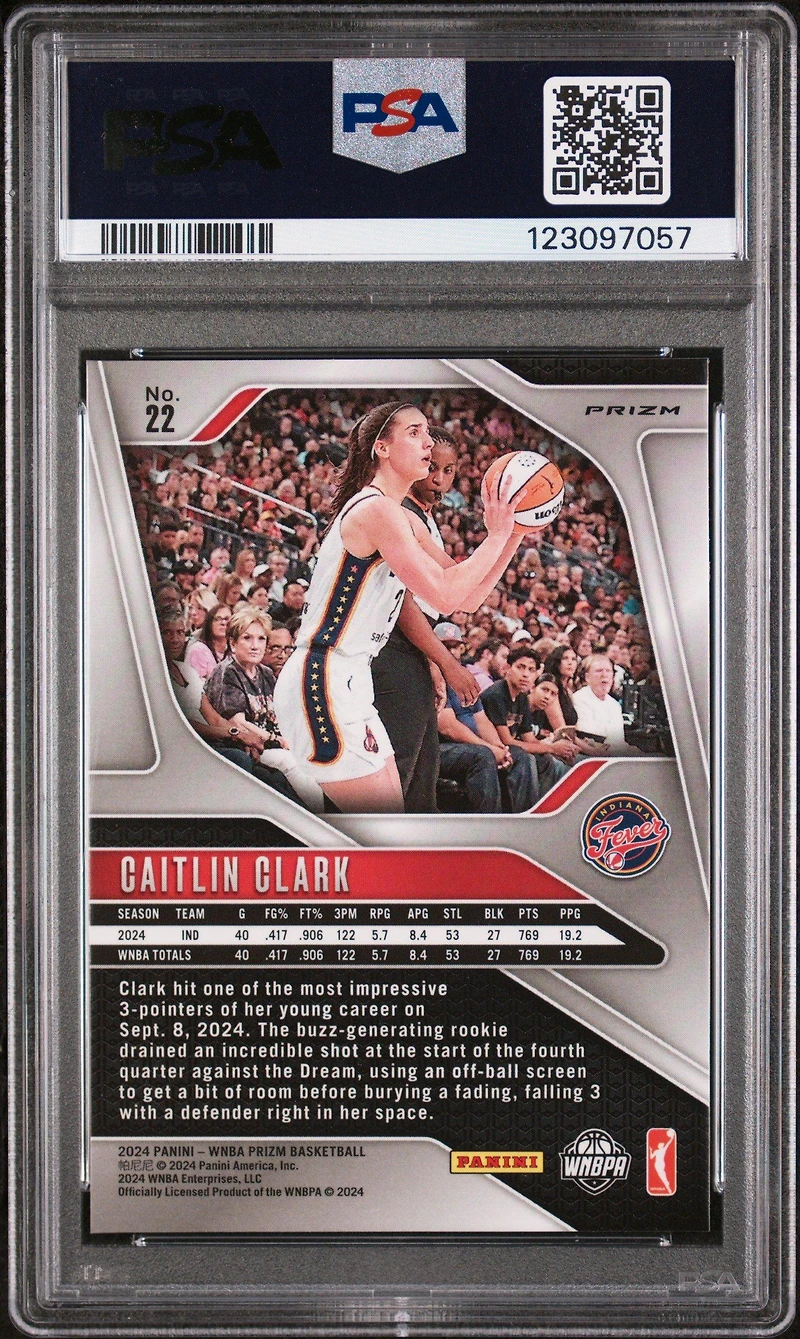 2024 Panini Prizm Wnba 22 Caitlin Clark Ice PSA 8