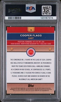 2024 Topps Chrome Mcdonald's All American Cooper Flagg PSA 9