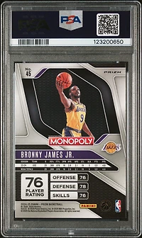 2024 Panini Prizm Monopoly 45 Bronny James Jr. Red PSA 9