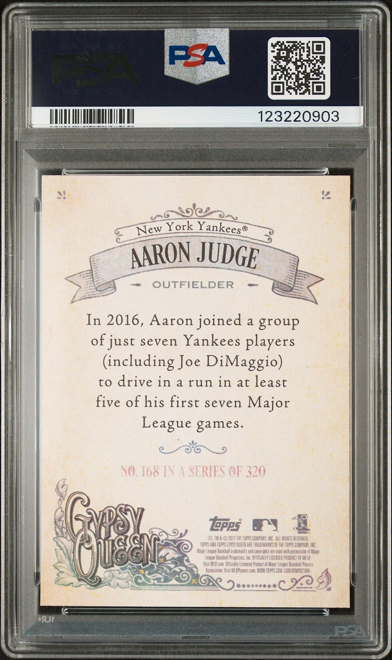 2017 Topps Gypsy Queen 168 Aaron Judge W/cap PSA 10