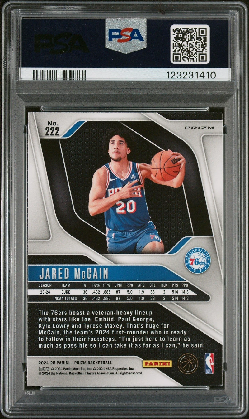 2024 Panini Prizm 222 Jared Mccain Silver Prizm PSA 9