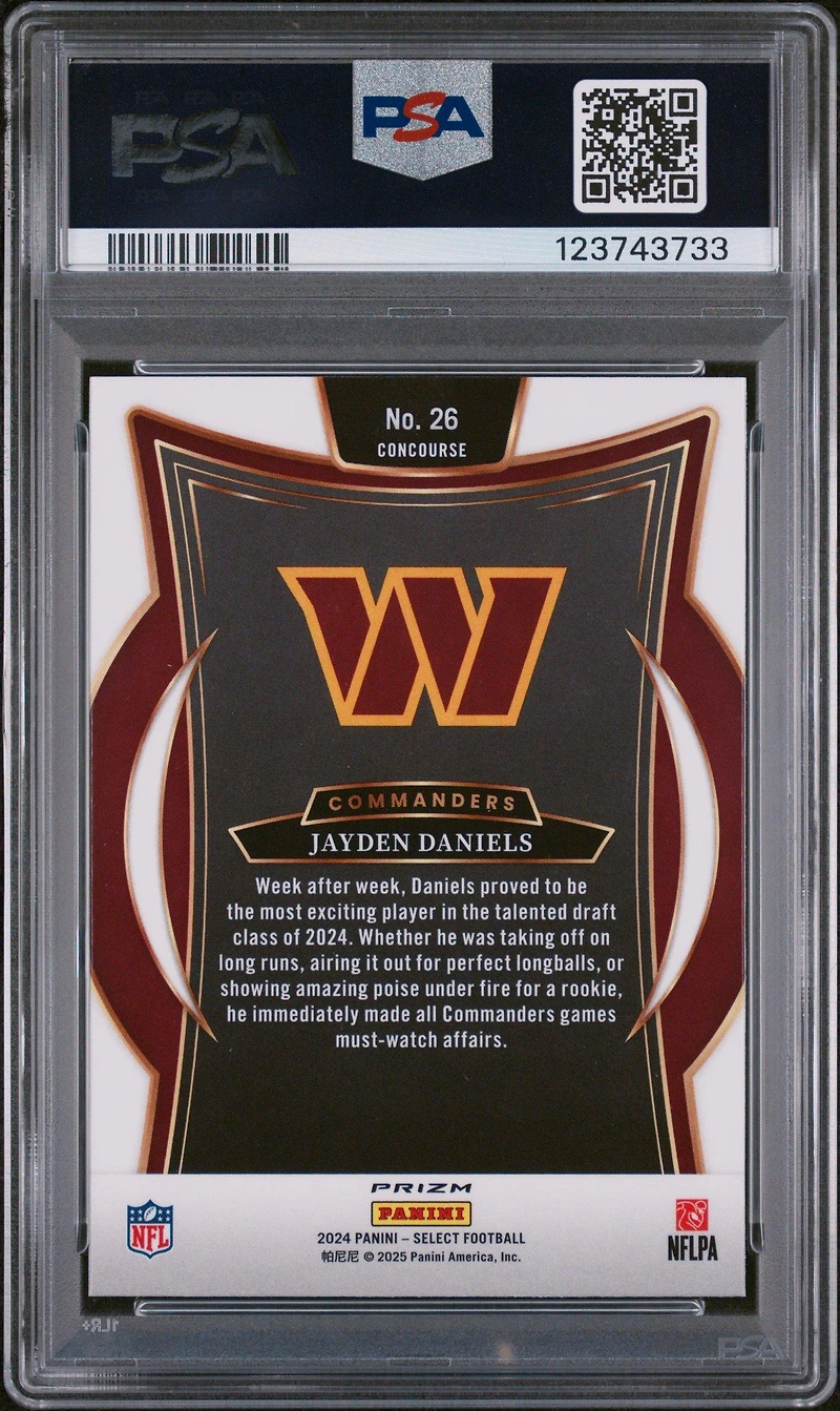 2024 Panini Select 26 Jayden Daniels Silver Prizm PSA 10
