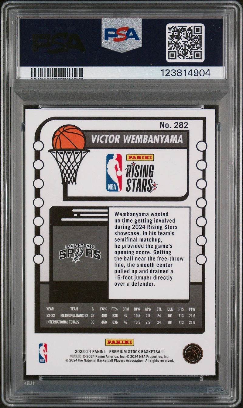 2023 Panini Hoops Premium Stock 282 Victor Wembanyama PSA 9