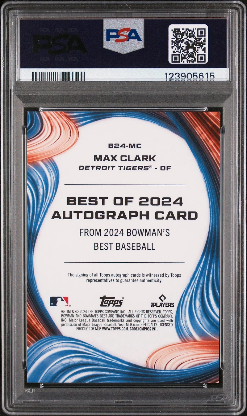 2024 Bowman's Best Best Of 2024 Autographs B24mc Max Clark Blue Refractor PSA 10