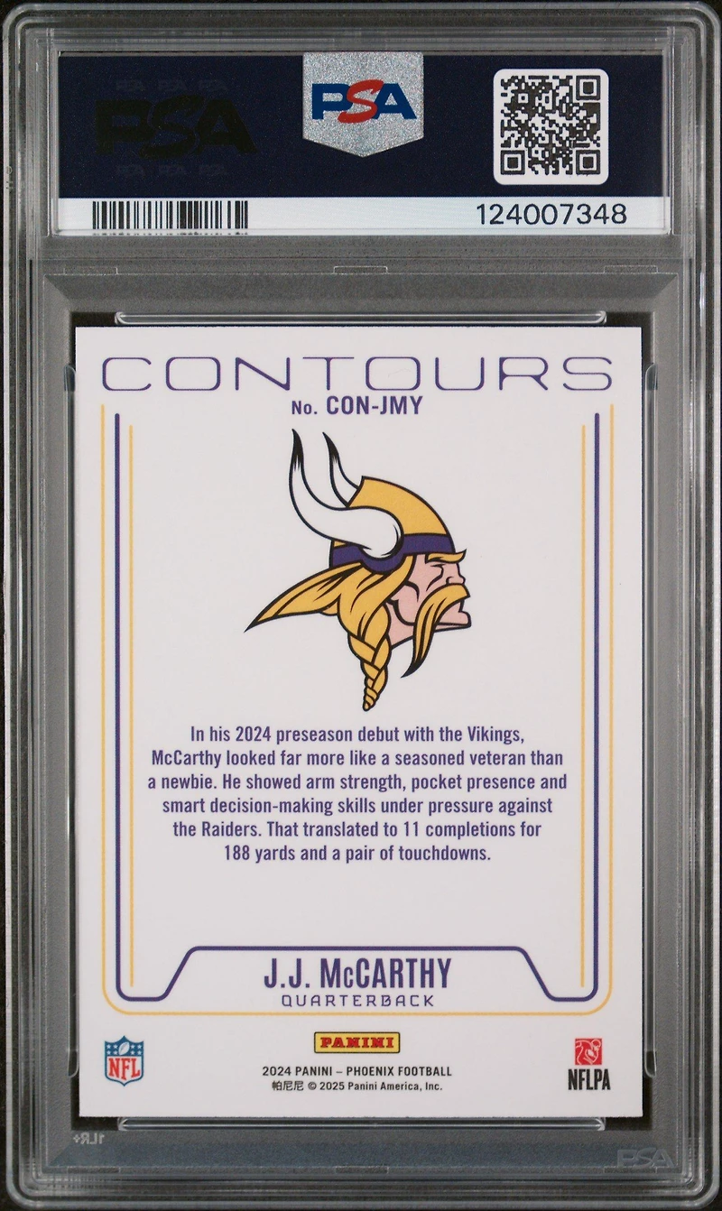 2024 Panini Phoenix Contours Conjmy Jj Mccarthy PSA 9