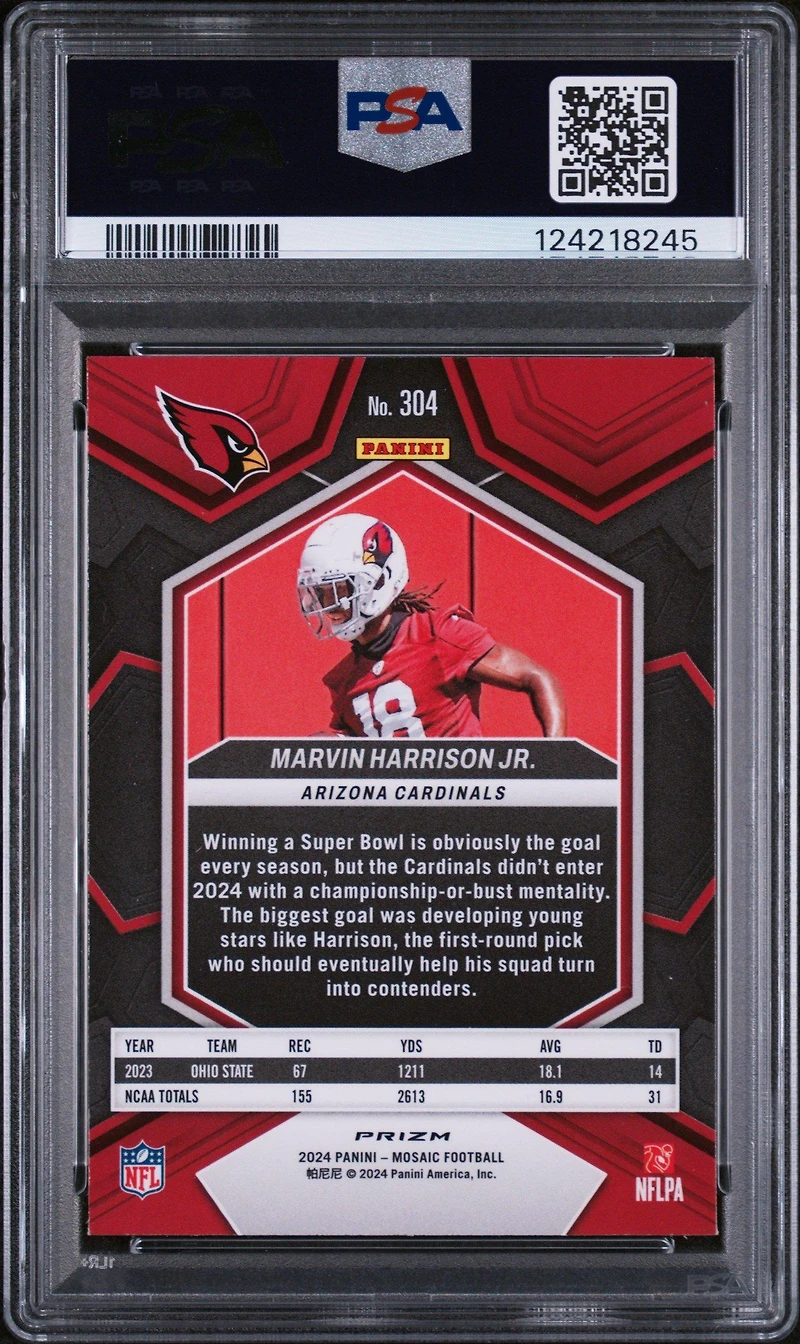 2024 Panini Mosaic 304 Marvin Harrison Jr. Honeycomb PSA 9