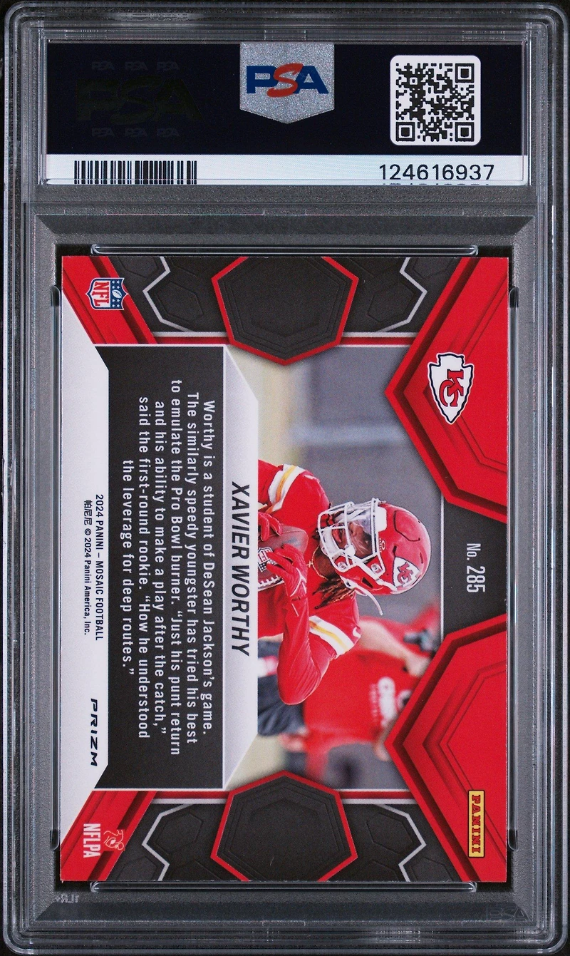 2024 Panini Mosaic 285 Xavier Worthy Green PSA 10