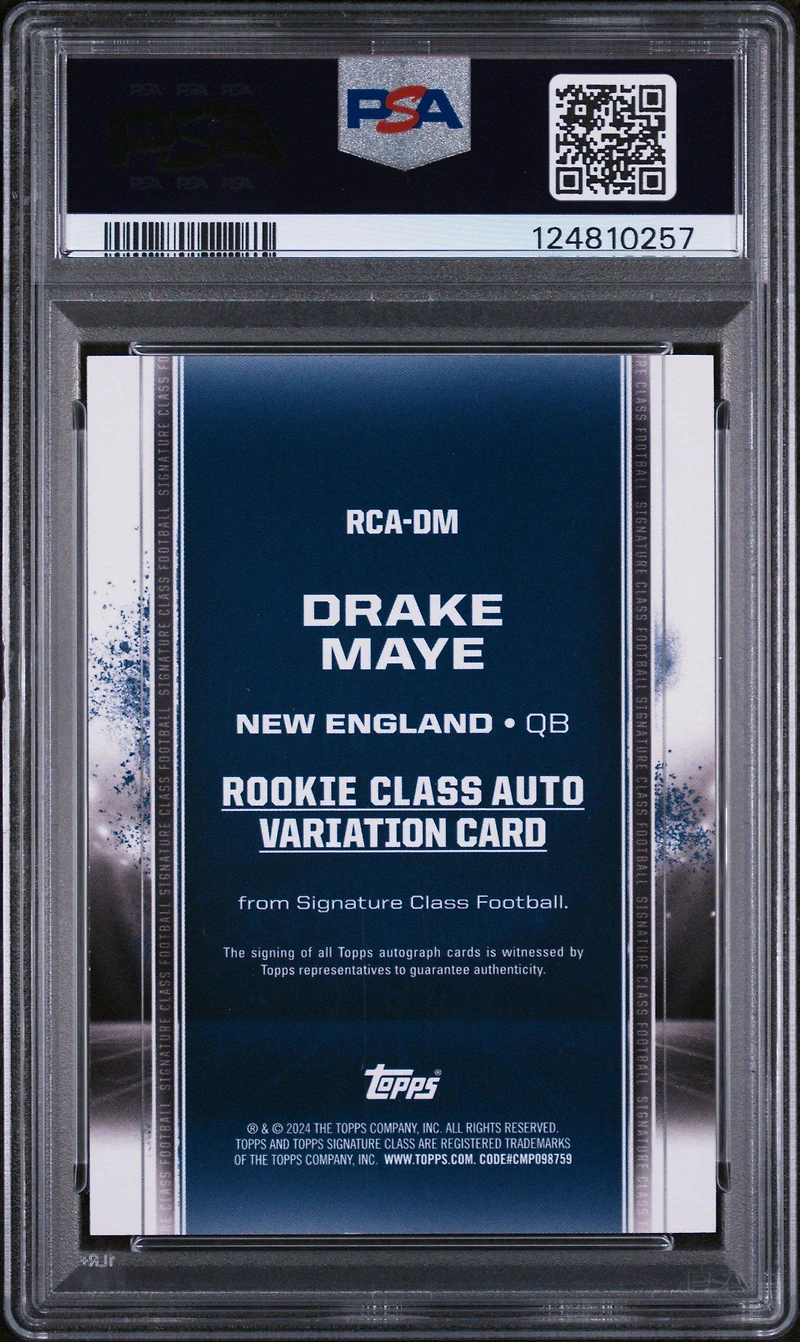 2024 Topps Signature Class Rookie Class Autograph Variation Rcadm Drake Maye PSA 9