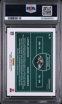 2024 Panini Donruss Optic Downtown Duos 8 Lamar Jackson/mark Andrews PSA 9
