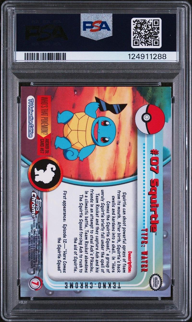 2000 Topps Chrome Pokemon T.v. 7 Squirtle Tekno PSA 9