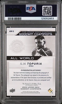 2023 Upper Deck Goodwin Champions All-world Aw5 Ilia Topuria Gold Autograph PSA 10