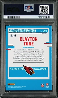 2023 Panini Donruss Optic 202 Clayton Tune Black Pandora PSA 10
