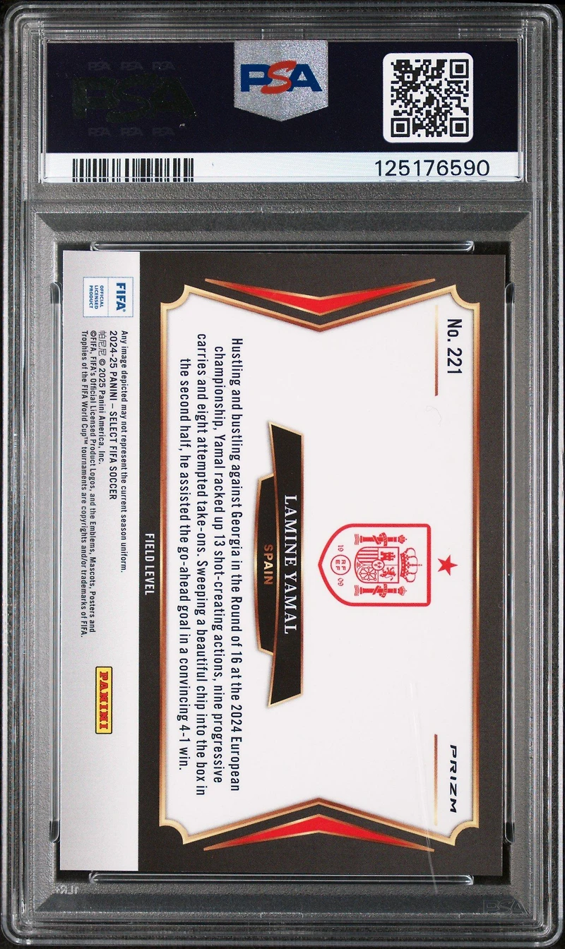 2024-25 Panini Select Fifa 221 Lamine Yamal Purple Mojo PSA 10