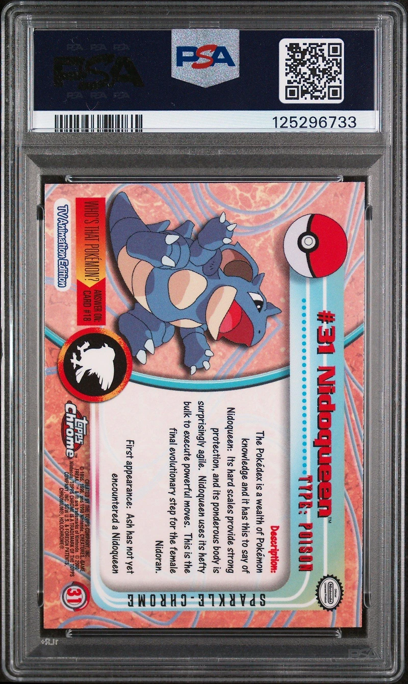 2000 Topps Chrome Pokemon T.v. 31 Nidoqueen Sparkle PSA 9