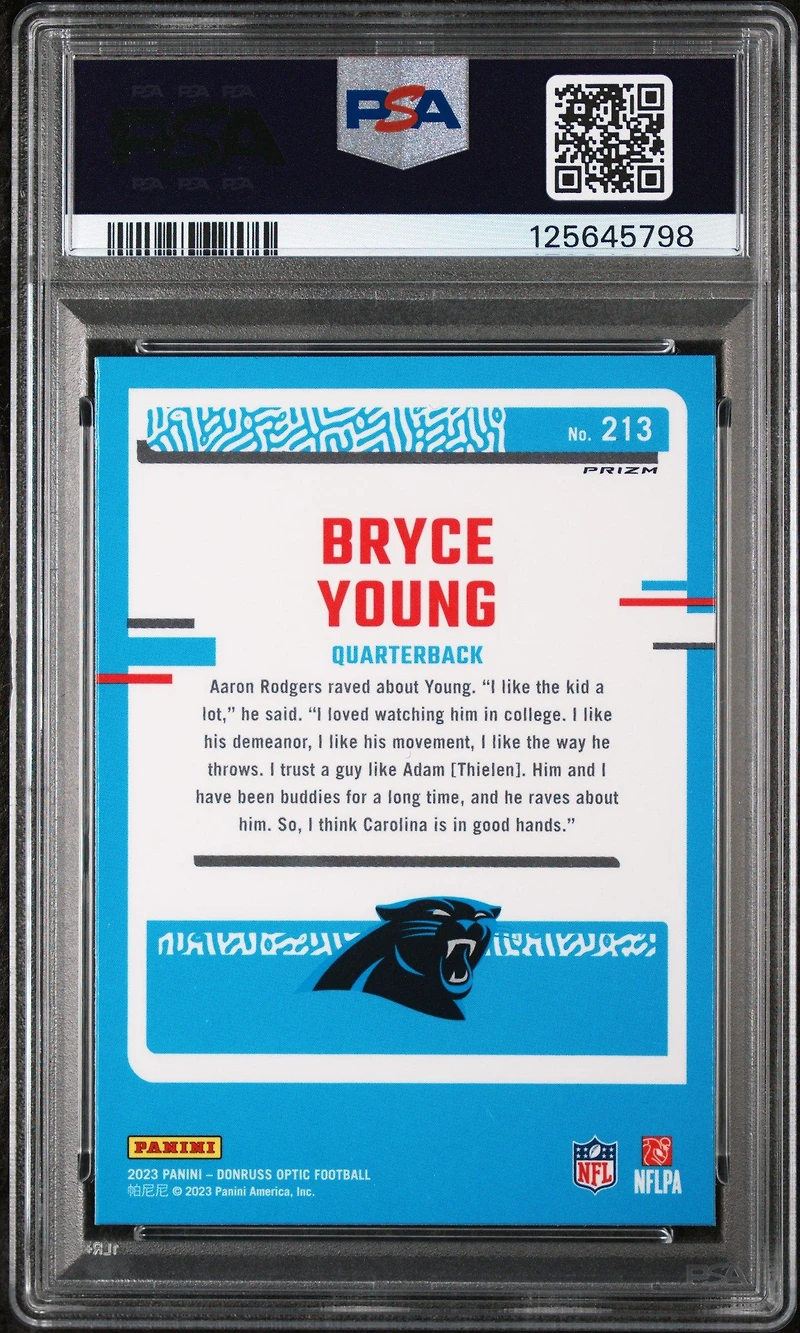 2023 Panini Donruss Optic 213 Bryce Young Blue Scope PSA 9