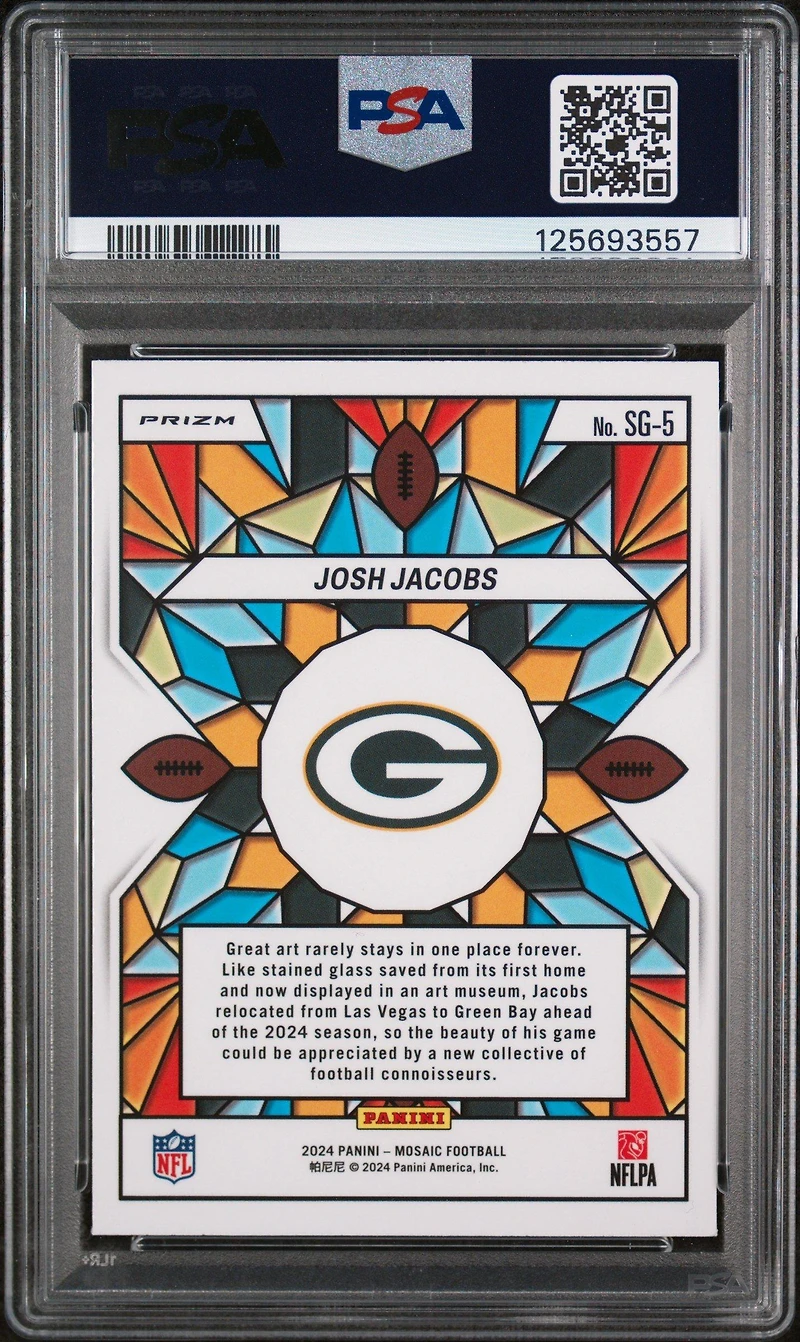 2024 Panini Mosaic Stained Glass Sg5 Josh Jacobs PSA 10