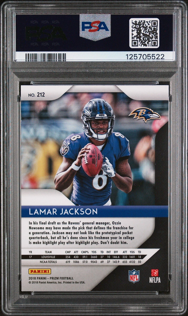 2018 Panini Prizm 212 Lamar Jackson PSA