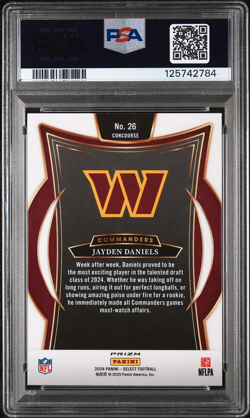 2024 Panini Select 26 Jayden Daniels Red & Blue Shock PSA 9
