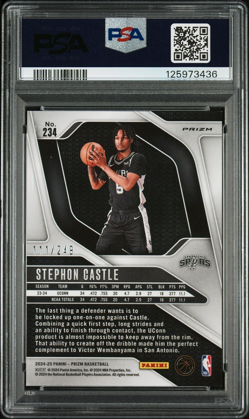 2024 Panini Prizm 234 Stephon Castle Pink Prizm PSA 9