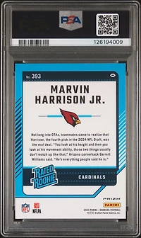 2024 Panini Donruss 393 Marvin Harrison Jr. Optic Preview-red Wave PSA 10