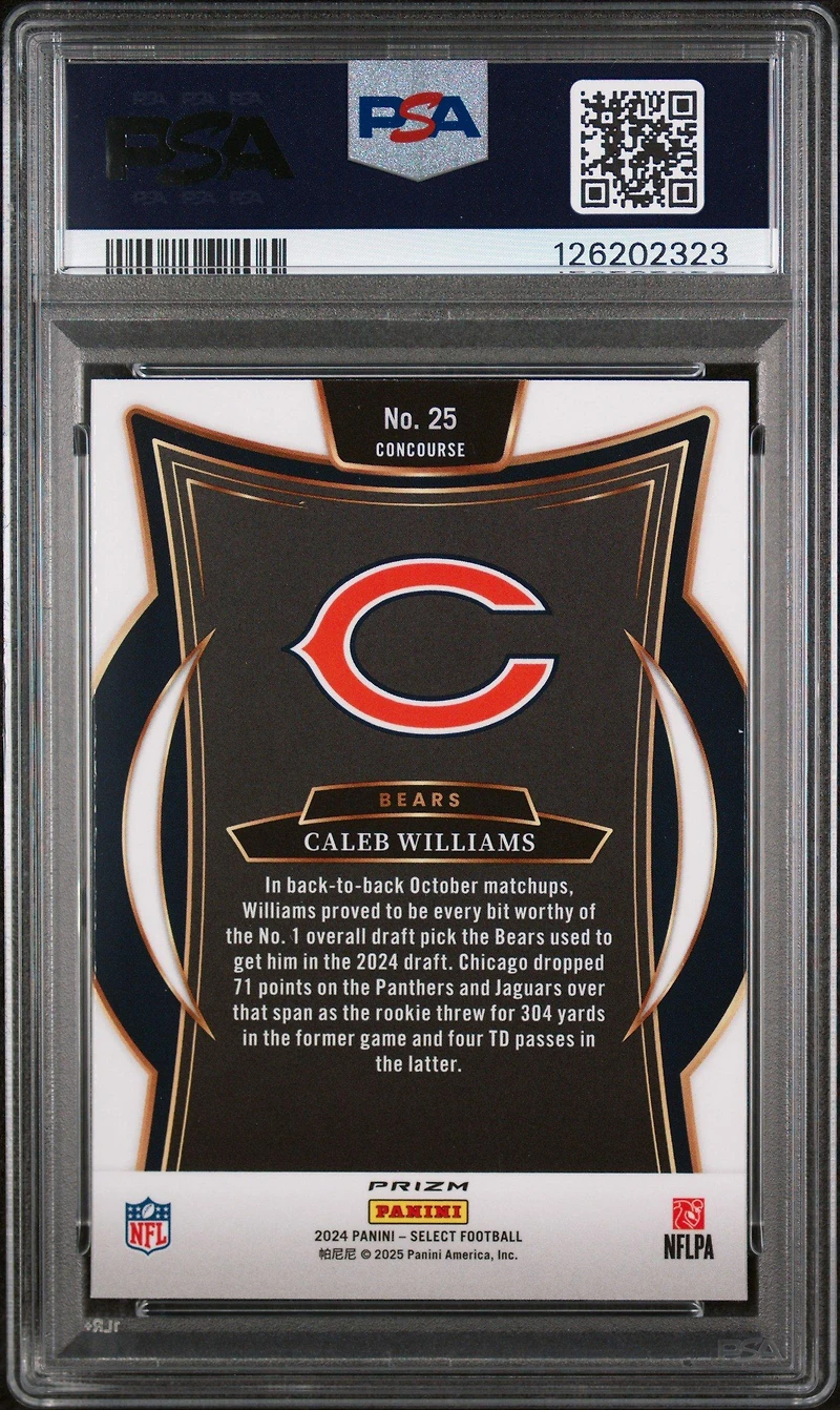 2024 Panini Select 25 Caleb Williams Red & Blue Shock PSA 10