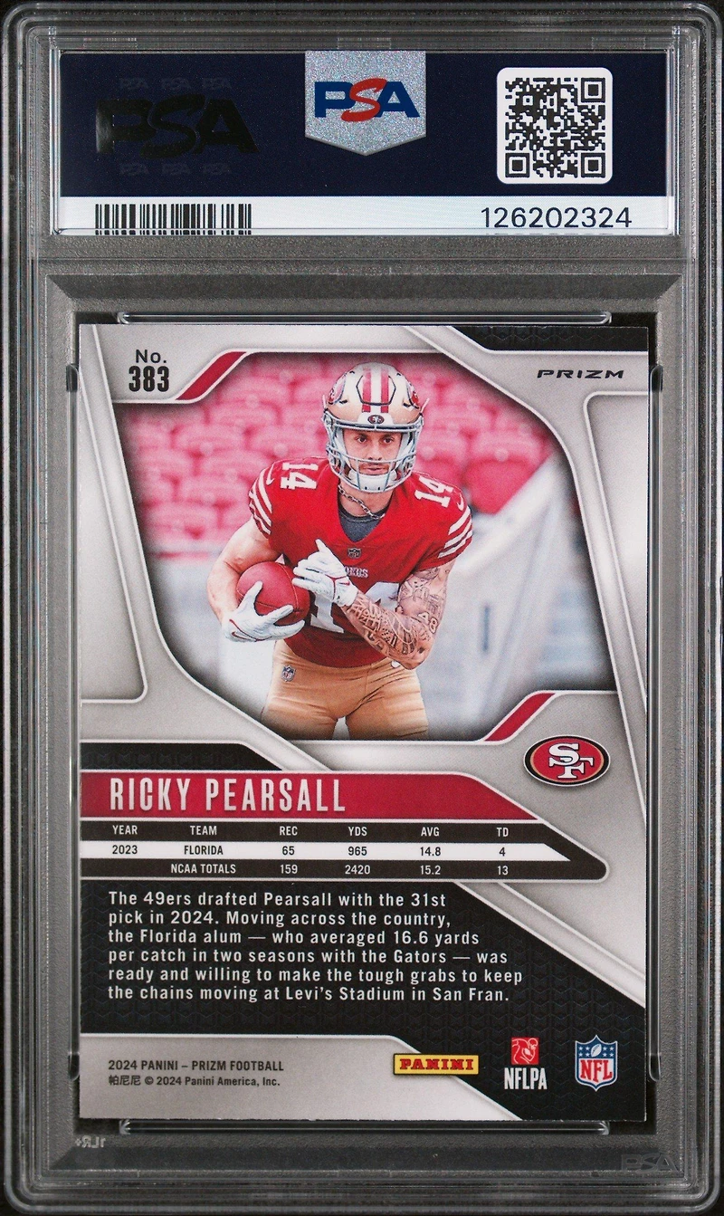 2024 Panini Prizm 383 Ricky Pearsall Purple Pulsar PSA 10
