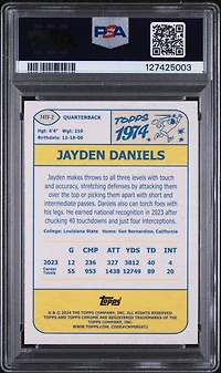 2024 Topps Chrome 1974 Topps Football 74tf2 Jayden Daniels Lazer Refractor PSA 10