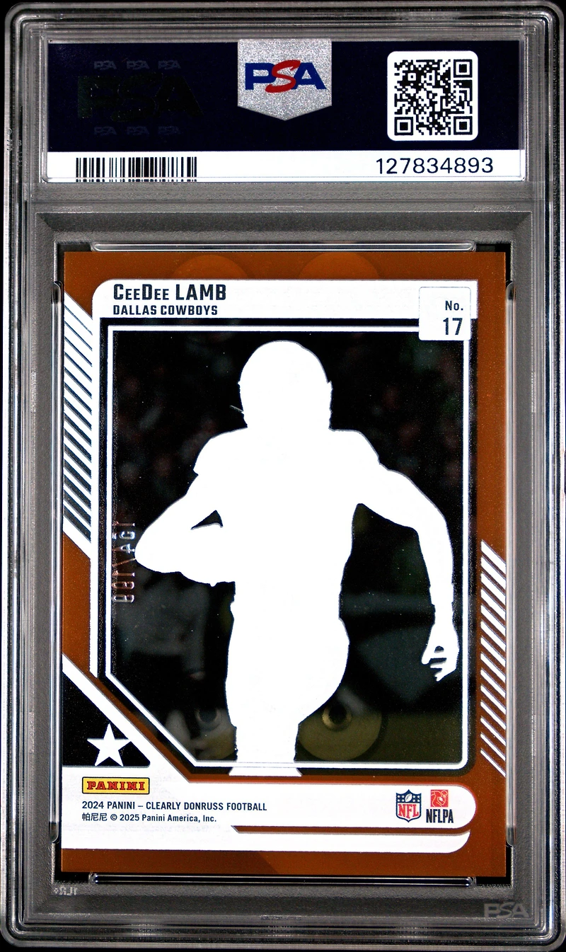 2024 Panini Clearly Donruss 17 Ceedee Lamb Orange PSA 10