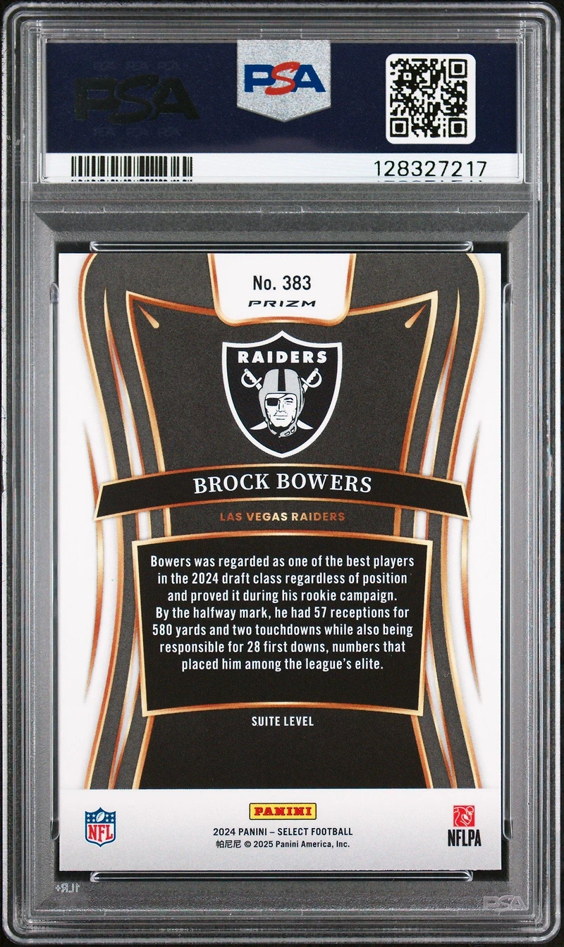 2024 Panini Select 383 Brock Bowers Silver Prizm PSA 10