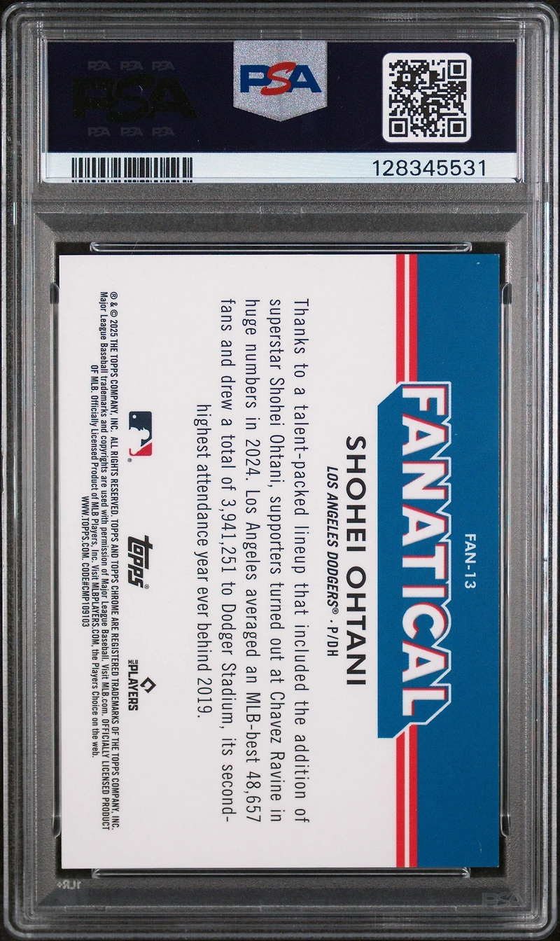 2025 Topps Chrome Fanatical Fan13 Shohei Ohtani PSA 9