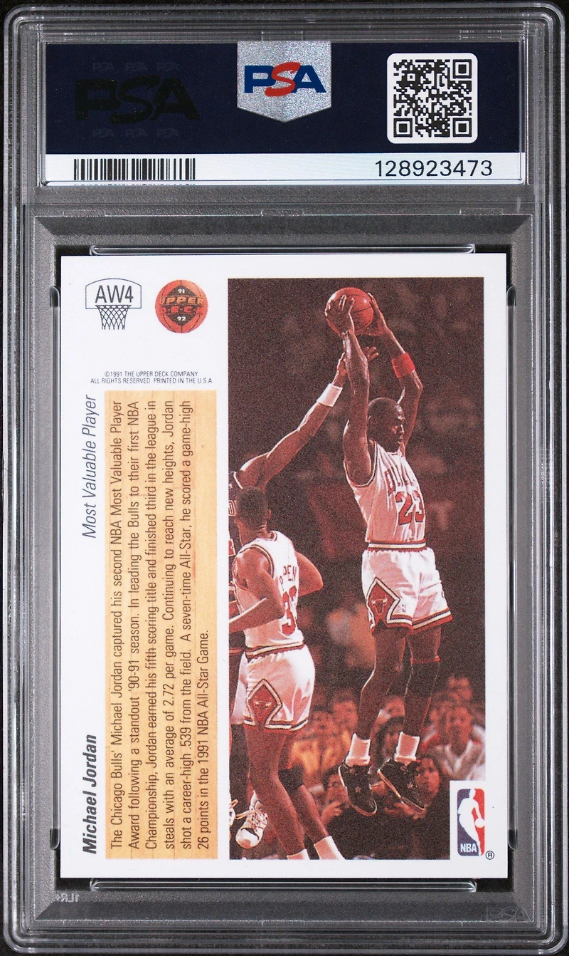 1991 Upper Deck Award Winner Hologram Aw4 Michael Jordan PSA 8