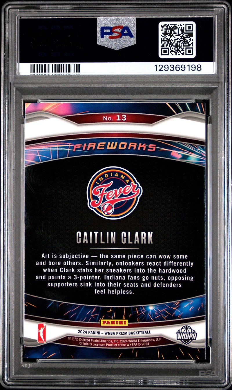 2024 Panini Prizm Wnba Fireworks 13 Caitlin Clark PSA