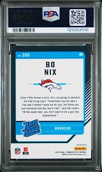2024 Panini Donruss Optic 209 Bo Nix Purple Scope PSA 10