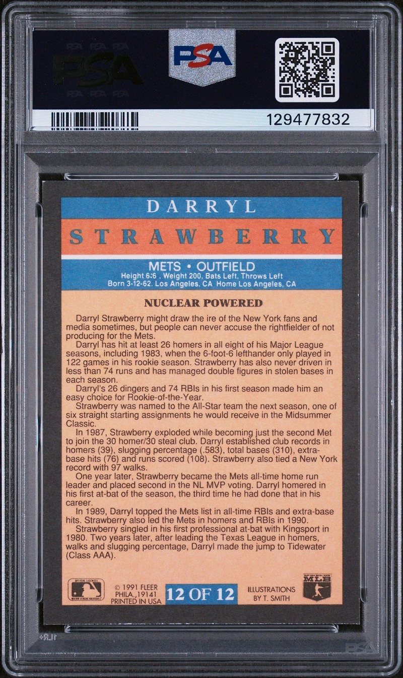 1991 Fleer Pro-vision 12 Darryl Strawberry PSA 9