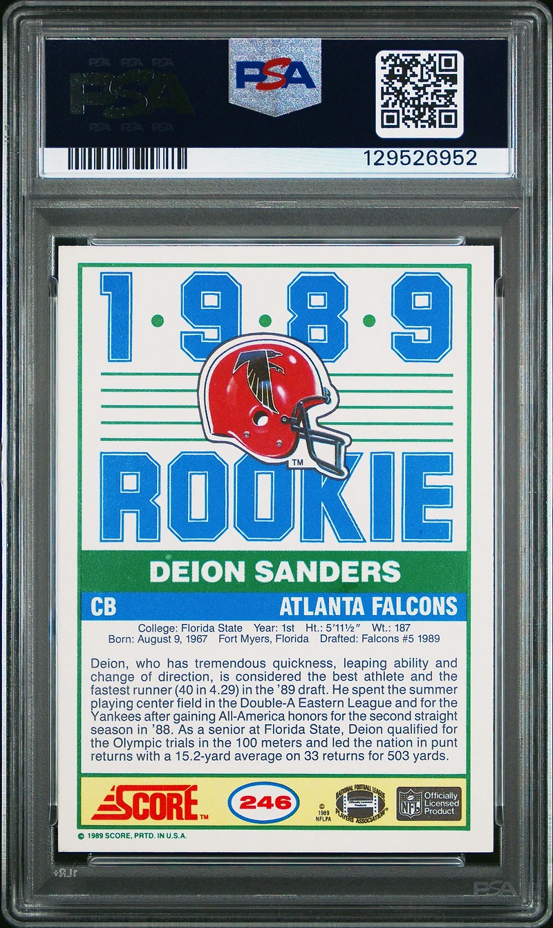1989 Score 246 Deion Sanders PSA 9