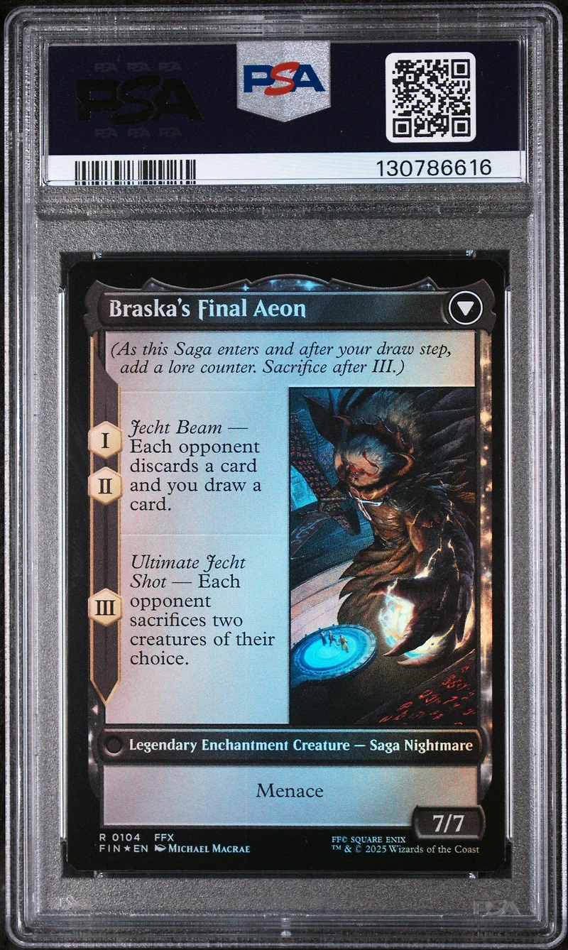 2025 Magic The Gathering Final Fantasy 0104 Braska's Final Aeon/jecht, Reluctant Guardian Foil PSA 9