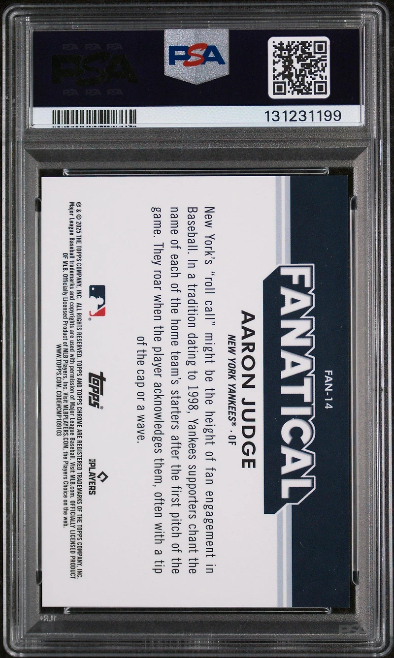 2025 Topps Chrome Fanatical Fan14 Aaron Judge PSA 10