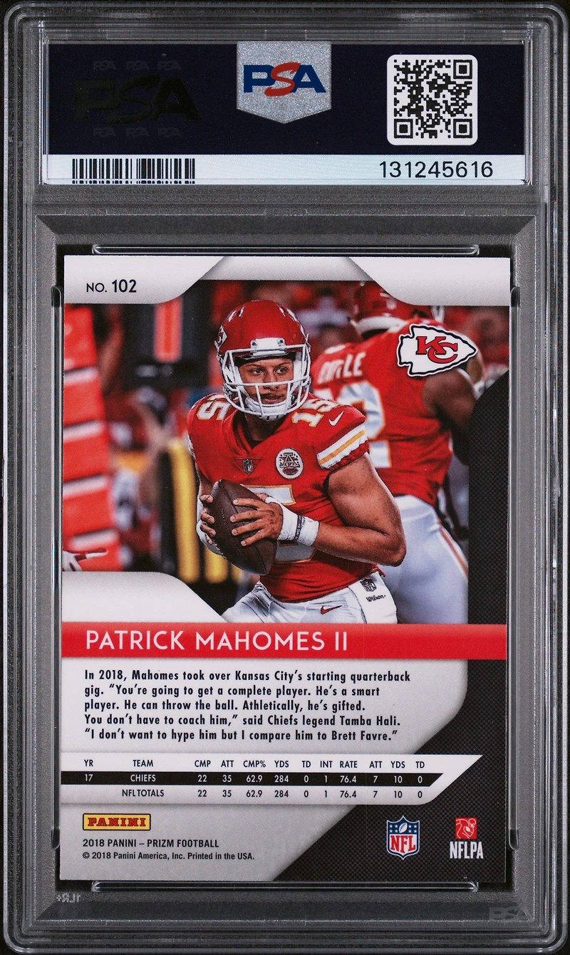 2018 Panini Prizm 102 Patrick Mahomes Ii PSA 9