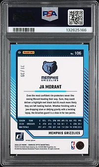 2024 Panini Donruss Optic 106 Ja Morant Black Velocity PSA 9
